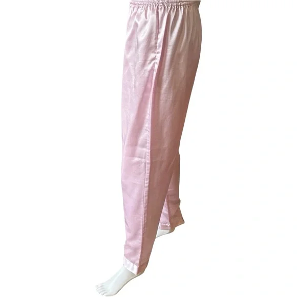 Vintage Ashley Taylor Pale Pink Satin Button-Up Pajama Set PJ’s Sz M - Picture 10 of 11